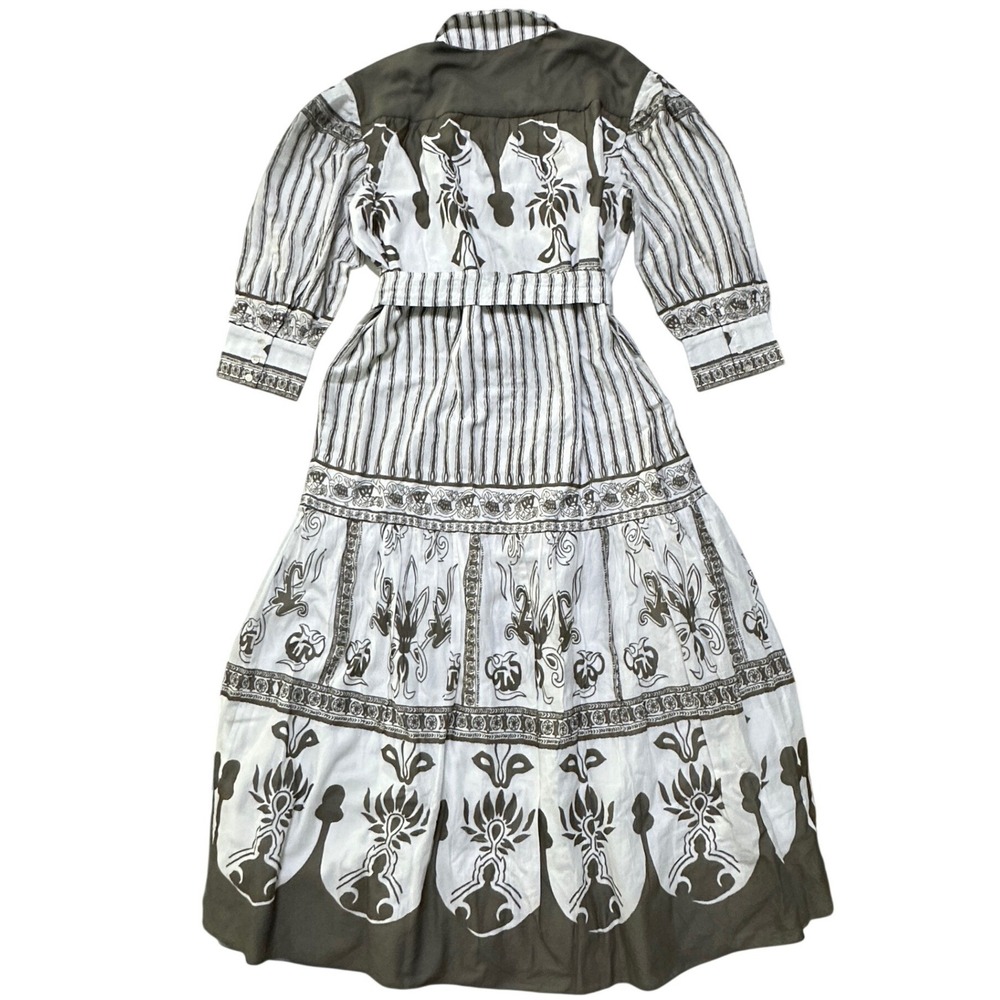 Cleobella Tavia Tiered Maxi Dress M Organic Cotton Sable Print Boho Cottagecore - Picture 2 of 12